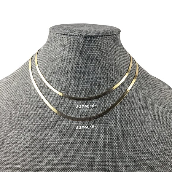 Gold Herringbone Chain 14K Herringbone Chain Necklace Herringbone Snake Chain - Picture 3 of 6